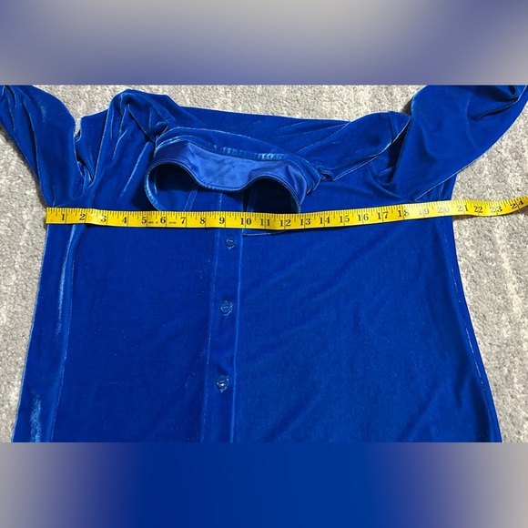 Soft Surroundings Blue Velvet Velour Tunic Sz S Button Front Classy Layer Spring - Picture 6 of 8